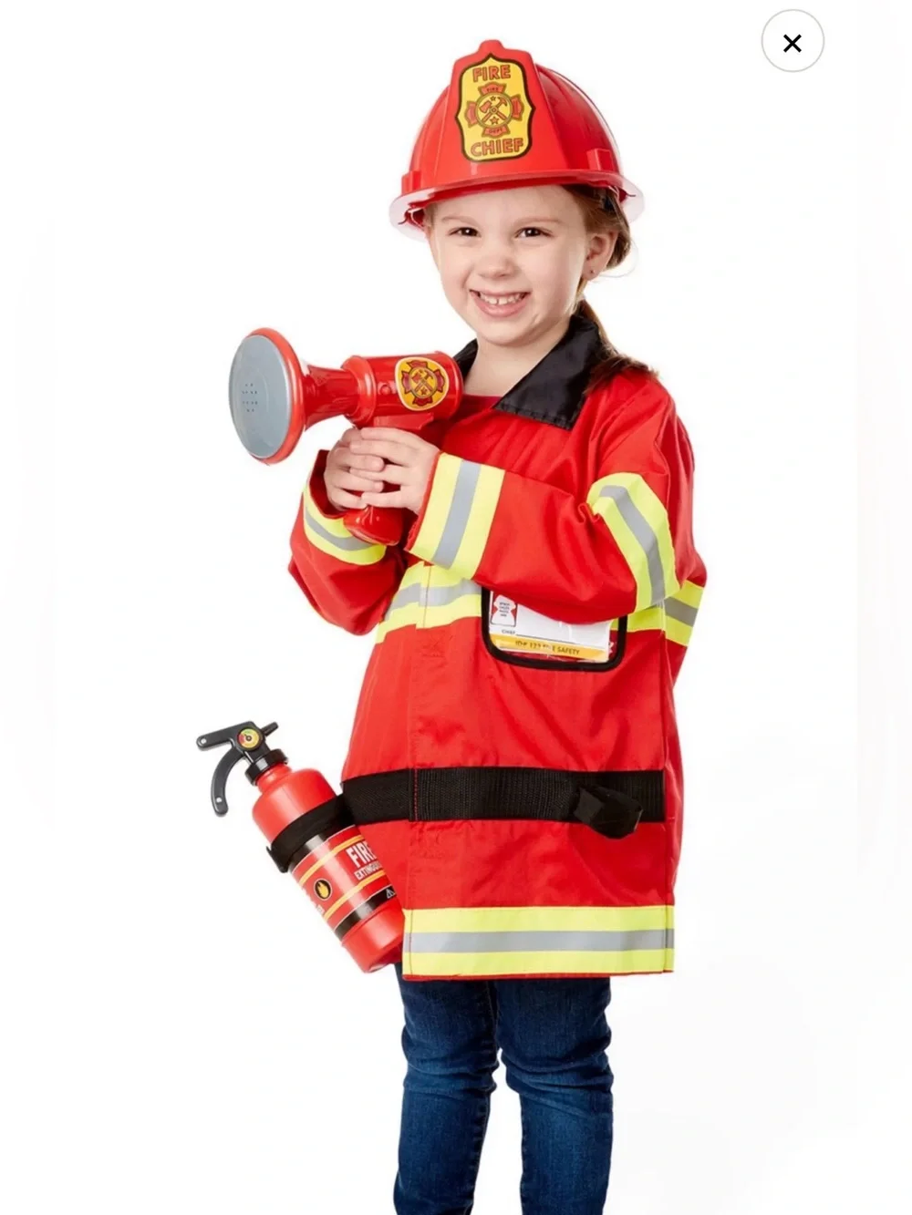 Melissa & Doug Unisex Fire Chief Role Play Costume Set, Sizes 3-6 yrs